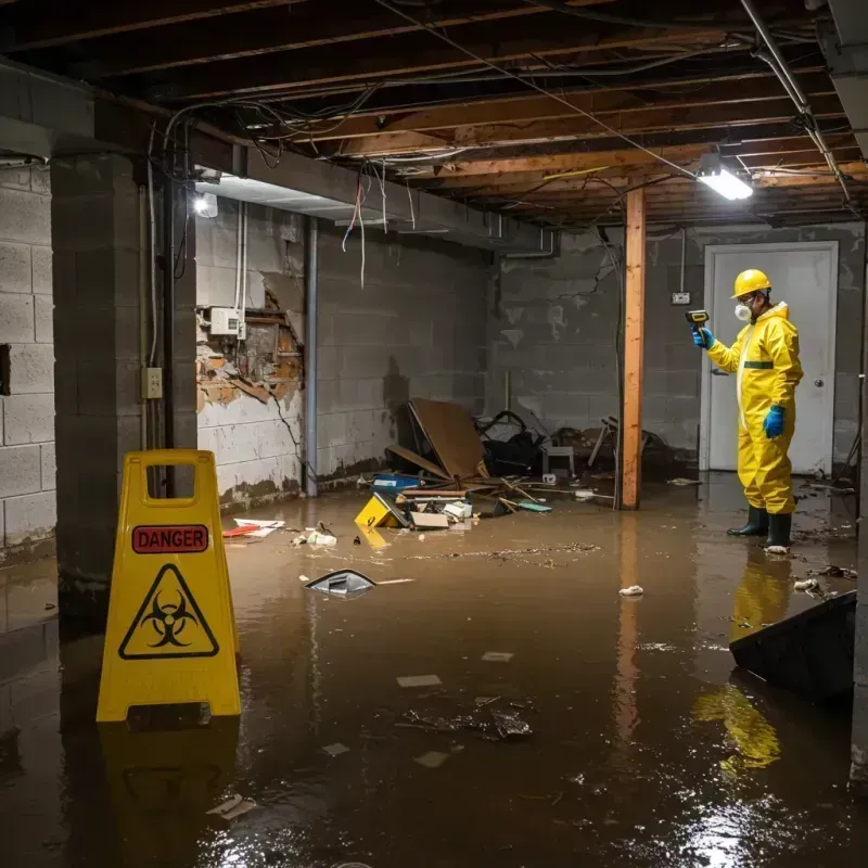 Flooded Basement Electrical Hazard in Franklinville, NC Property