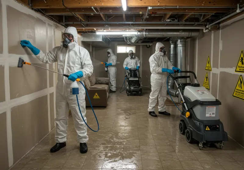 Basement Moisture Removal and Structural Drying process in Franklinville, NC